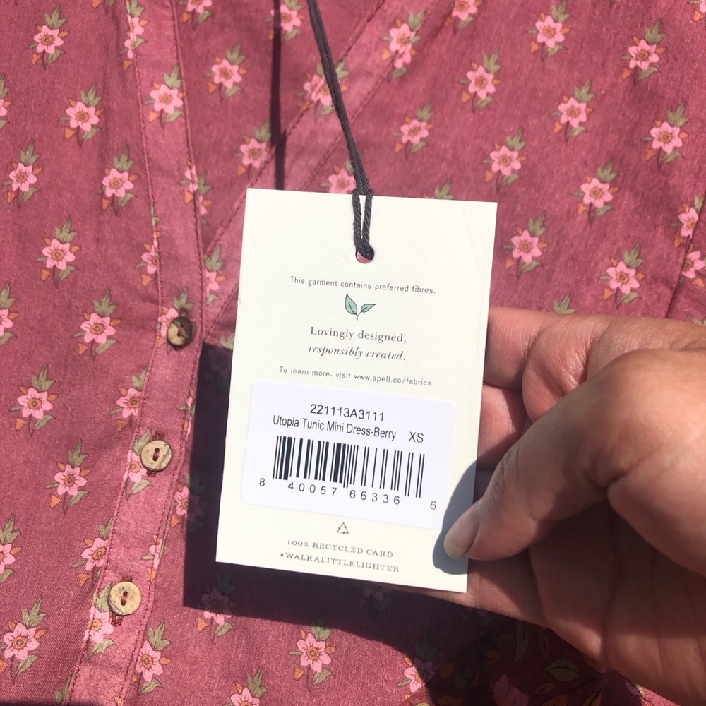 NWT Spell and the Gypsy Collective Utopia pink floral print cotton mini dress - Picture 5 of 8